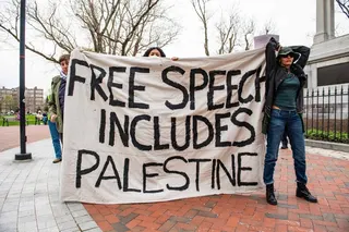 Demonstrators gather on Cambridge Common to protest against Harvard’s stance on the war in Gaza and show support for the Palestinian people, outside Harvard University in Cambridge, Massachusetts in April 2025. Photo: AFP