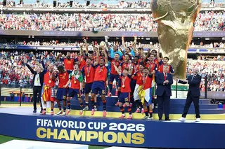 Spain players celebrate winning the World Cup