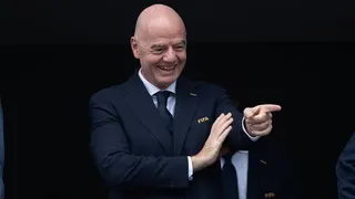 FIFA president Gianni Infantino points during to the FIFA World Cup 2026 Group I match between France and Iraq.