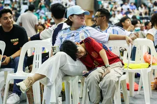 Fans resting during half-time of the FIFA World Cup 2026 final between Argentina and Spain at Our Tampines Hub, on July 20.