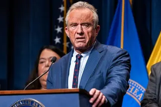 a man speaks into a microphone