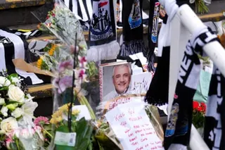 Tributes including a book, flowers and scarves at St James’ Park for Kevin Keegan