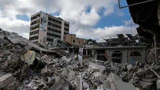 Damage by Israeli airstrikes in the centre of Nabatieh on June 26, 2026 in Nabatieh, Lebanon.