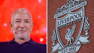 Jeff Bezos and Liverpool FC badge