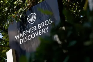 Warner Bros. Discovery sign with logo