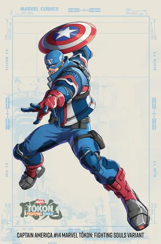 A Captain America variant cover themed to Marvel Tokon