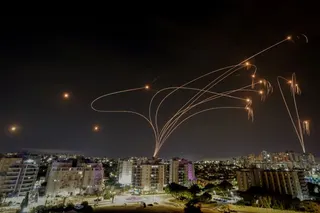Israel’s Iron Dome anti-missile system intercepts rockets launched from the Gaza Strip in October 2023. Photo: Reuters