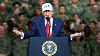 U.S. President Donald Trump visits the aircraft carrier USS George Washington in Yokosuka