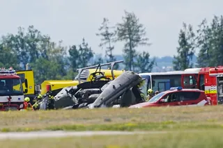Rescuers respond at the scene of a Venom helicopter crash with five soldiers on board, at the 22nd Helicopter Air Force Base in Namest nad Oslavou, Czech Republic, on Thursday, July 23, 2026. Photo: CTK via AP)