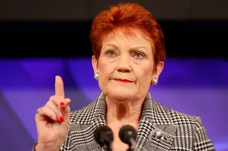 One Nation Leader Pauline Hanson speaks at the National Press Club on June 17, 2026 in Canberra, Australia
