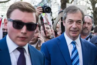 Nigel Farage with convicted fraudster George Cottrell (in sunglasses).