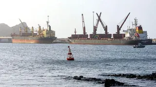 Vessels carrier standing still in ocean water