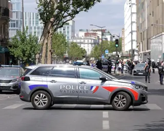 Police car blocks a street in Paris after an incident