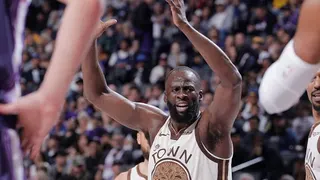 Draymond Green wearing number 23 reacts during a basketball game at Golden 1 Center in Sacramento