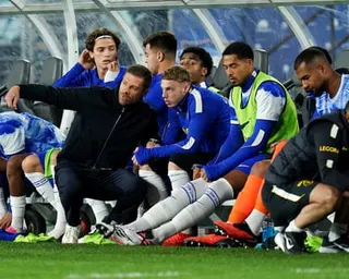 Xabi Alonso gives instructions to Cole Palmer during Chelsea’s pre-season friendly in Sydney.