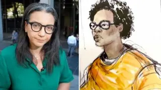 Composite of Shaimaa Khalil and sketch of D4vd