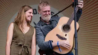 Markéta Irglová and Glen Hansard perform together onstage
