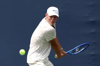 Cruz Hewitt of Australia returns a shot during a men’s singles match against Marcos Giron of the United States on day two of the Mubadala Citi DC Open 2026 at William H.G. FitzGerald Tennis Center on July 28, 2026 in Washington, DC. — Emilee Chinn/Getty Images pic via AFP