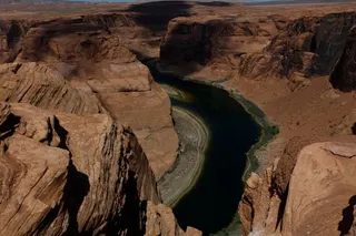 PAGE, ARIZONA - JULY 30: A view of the Colorado River at Horseshoe Bend on July 31, 2026 in Page, Arizona. In July, the combined water of Lake Mead and Lake Powell, the country's two biggest reservoirs, fell to their lowest levels since 1957. The unprecedented low in combined storage prompted the U.S. Department of the Interior to mandate twenty percent cuts in water usage for the next two years for Arizona, California and Nevada. Seven U.S. states and Mexico depend on the Colorado River Basin, 