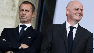 Uefa president Aleksander Ceferin (left) and his Fifa counterpart Gianni Infantino