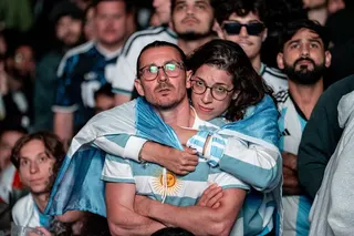 Argentina fans in Berlin appear dejected during a screening of the Fifa World Cup final on July 19. Photo: dpa