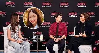吴尊的女儿NeiNei（左起）日前以小记者的身份专访Tom Holland（汤姆霍兰）与Zendaya（赞达亚）。 （取自吴欣怡、吴尊IG）