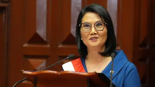 La presidenta de Perú, Keiko Fujimori, habla tras prestar juramento ante el Congreso en Lima, Perú, el martes 28 de julio de 2026.
