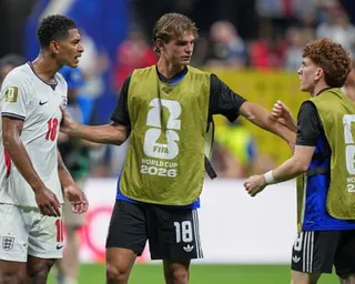 Valentín Barco argues with England’s  Jude Bellingham after the World Cup semi-final.