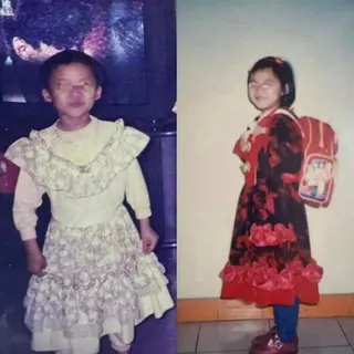 兩名當事人的童年照片。圖左為李慧，右為黃曉琳。（取材自中國新聞周刊）