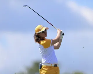 Leona Maguire plays a shot for Europe