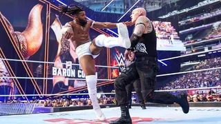 Trick Williams wrestles Baron Corbin at U.S. Bank Stadium.