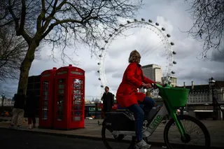 A woman cycles along Embankment backdropped by The London Eye. British man Christopher Phillips, 60, had admitted preventing the lawful and decent burial of his 89-year-old mother Sylvia Phillips after ‌she died in March 2023. Photo: AFP