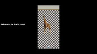 A random screenshot from the Steam viral hit, This Game Costs $200. It depicts a giraffe in a waiting room.