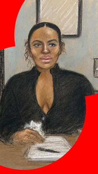 Court sketch of Gabrielle Carrington at the Old Bailey