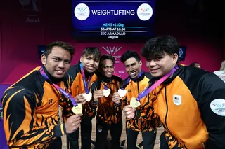 Five Malaysian gold medallists in the men’s weightlifting events at the Glasgow 2026 Commonwealth Games pose for a photograph at the Scottish Event Campus (SEC) Armadillo. From left: Muhammad Erry Hidayat, Muhammad Hafizuddin Rosli, Mohamad Aniq Kasdan, Muhamad Aznil Bidin and Mohamad Syahmi Nor Ghazali. — Bernama pic