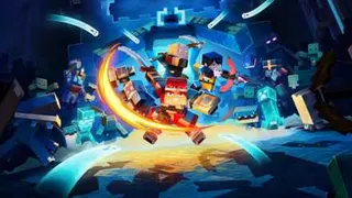 Minecraft characters swing swords in Minecraft Dungeons 2