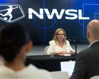 Commissioner Jessica Berman speaks at a press conference on Wednesday in New York.