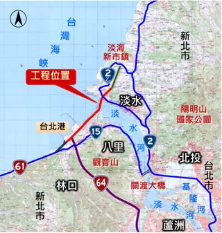 淡江大橋位置圖。
