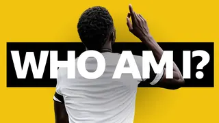 Graphic showing an unknown footballer on a yellow and black background