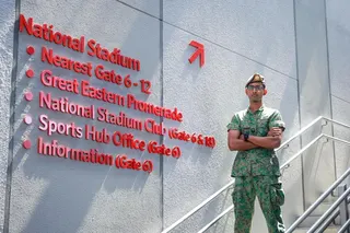Second Sergeant Shekar Ritvik and his team look out for spectators who may need mobility assistance, ushering them to the special access lift.
