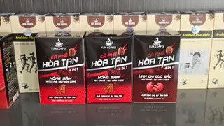 Coffee products displayed at Fun Coffee’s Geylang shop.