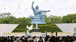 圖為長崎原爆紀念碑。（路透）