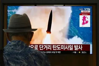 News coverage showing footage of a North Korean missile launch on a screen at a train station in Seoul. On Wednesday, Japan’s Defence Ministry said North Korea fired a suspected ballistic missile towards the sea outside Japan’s exclusive economic zone. Photo: AFP