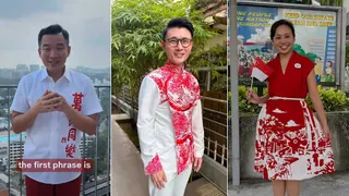 议员盛装出席国庆庆典 红白色调中展现巧思
