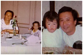 謝婷婷曬出童年與父親謝賢的合照。（取材自微博）