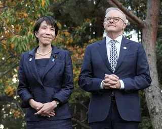 Japan's prime minister Sanae Takaichi with Australia's prime minister Anthony Albanese