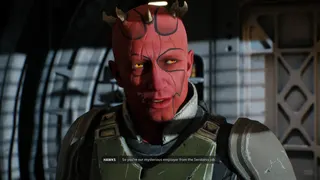 Star Wars: Zero Company screenshot showing your main character, a red-faced zabrak in this case