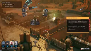 Star Wars: Zero Company screenshot showing a combat mission against droids on a dusty planet