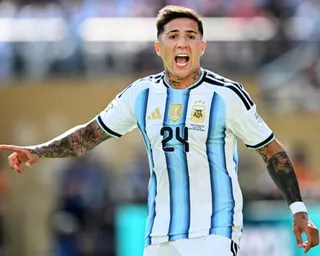 Enzo Fernández in action during the World Cup final last month