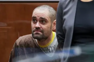 Nick Reiner, bald with a beard, looks aside during his court arraignment